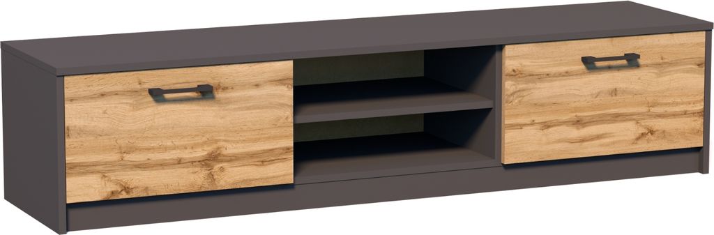 TV-Schrank 160cm breit Lowboard mit matter Oberfläche Produktbild 