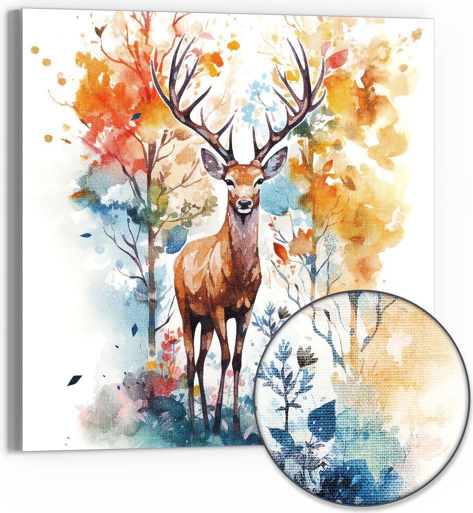 DEQOART Hybrid Leinwand Bild 30x30 cm 'Farbenpracht der Wildnis' Wandbild Glas flach modern