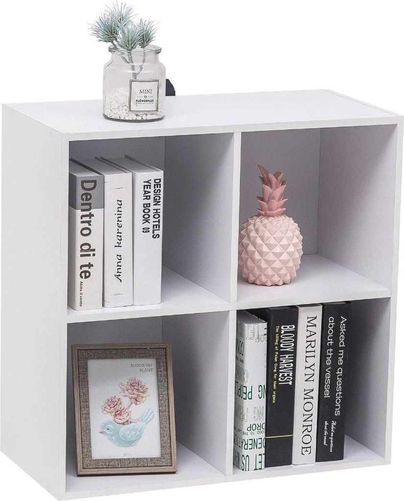 Bolt Edge Bücherregal – 4 Fächer – Weiß – MDF Holz – Moderne Standards – 60x23x60cm