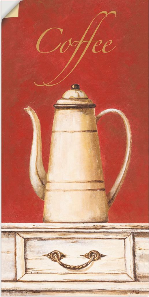 ARTland Wandbild, selbstklebend Kaffeekanne Größe: 20x40 cm