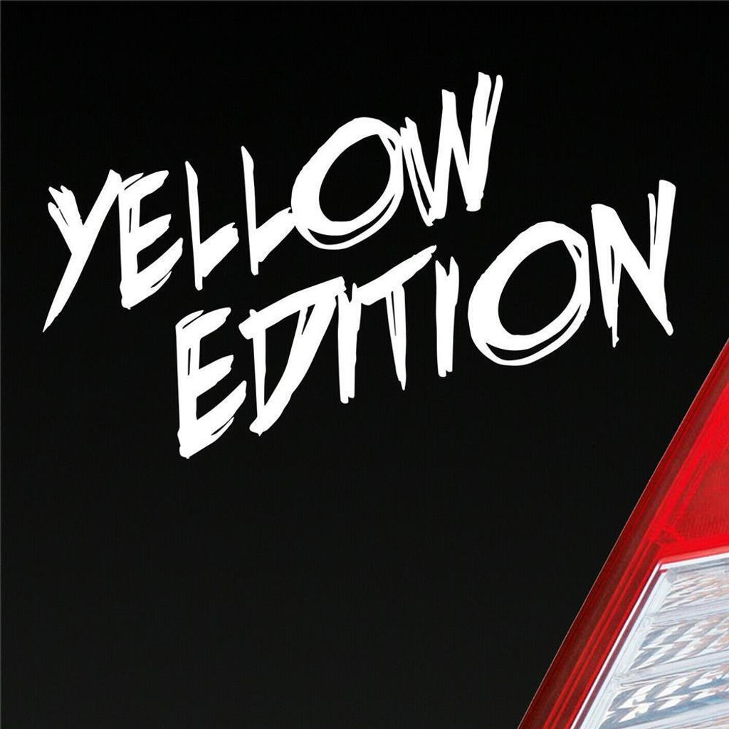 Auto Aufkleber Yellow Edition Auto Car Tuning 15x7 cm Weiss Glanz Sticker Heckscheibenaufkleber