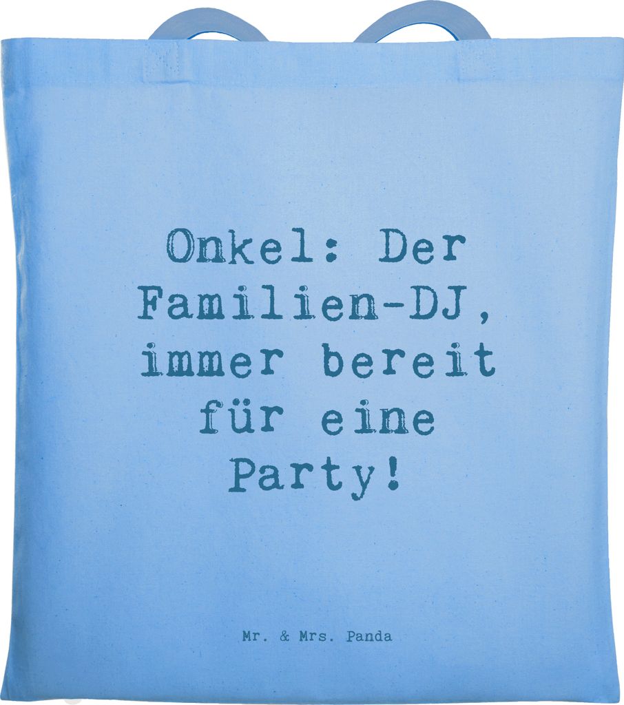 Mr. & Mrs. Panda Schultasche Spruch Onkel Familien-DJ - Sky Blue - Geschenk, Unterhaltung, DJ, Familienfeier, Liebe, Shopping Tasche, Jutebeutel, L...