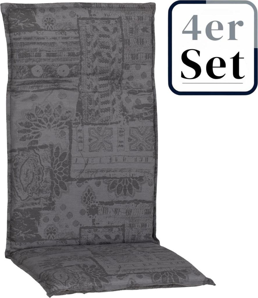 4er Set Hochlehner Auflage Groningen, Motiv - Karo, rot - blau, 120x48,00x5,00cm