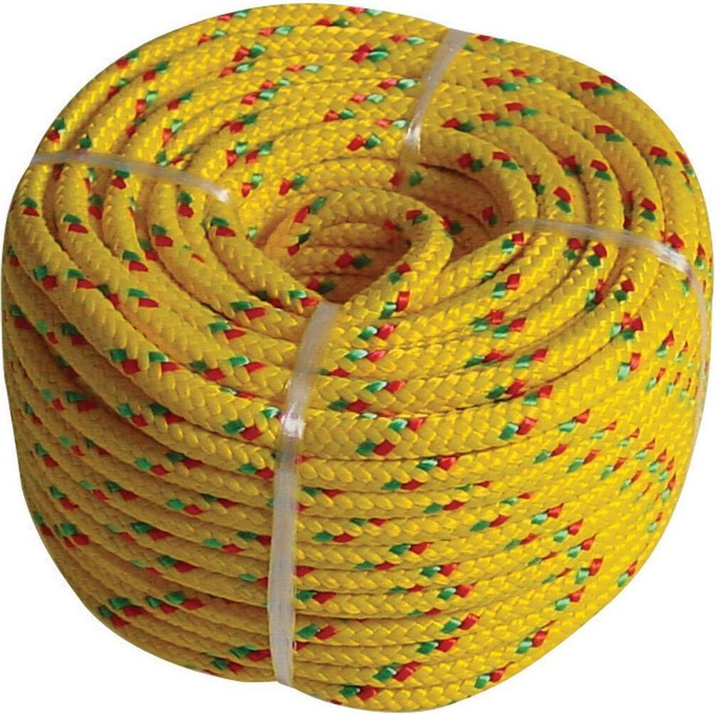 PP Seil, 16 fach geflochten, Ø4mm, 20m, gelb/grün/rot