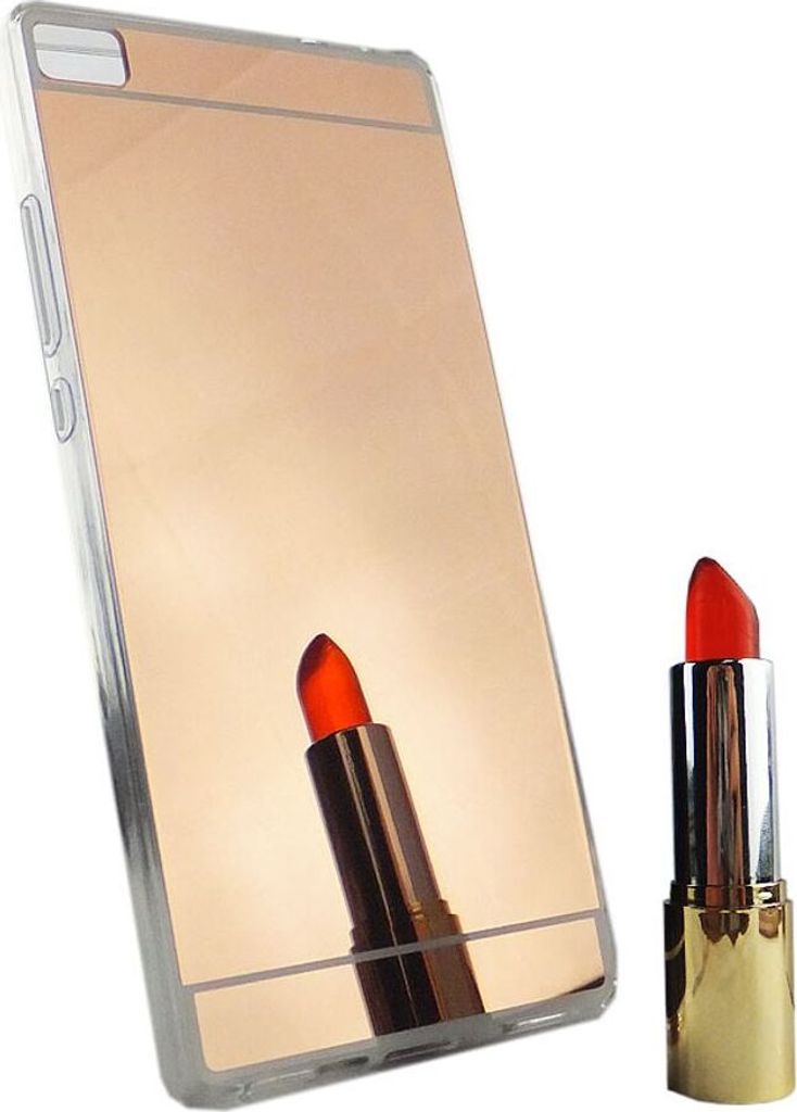 Huawei P8 Handy Hülle Spiegel Mirror Soft-Case Schutz-Cover Rose Gold
