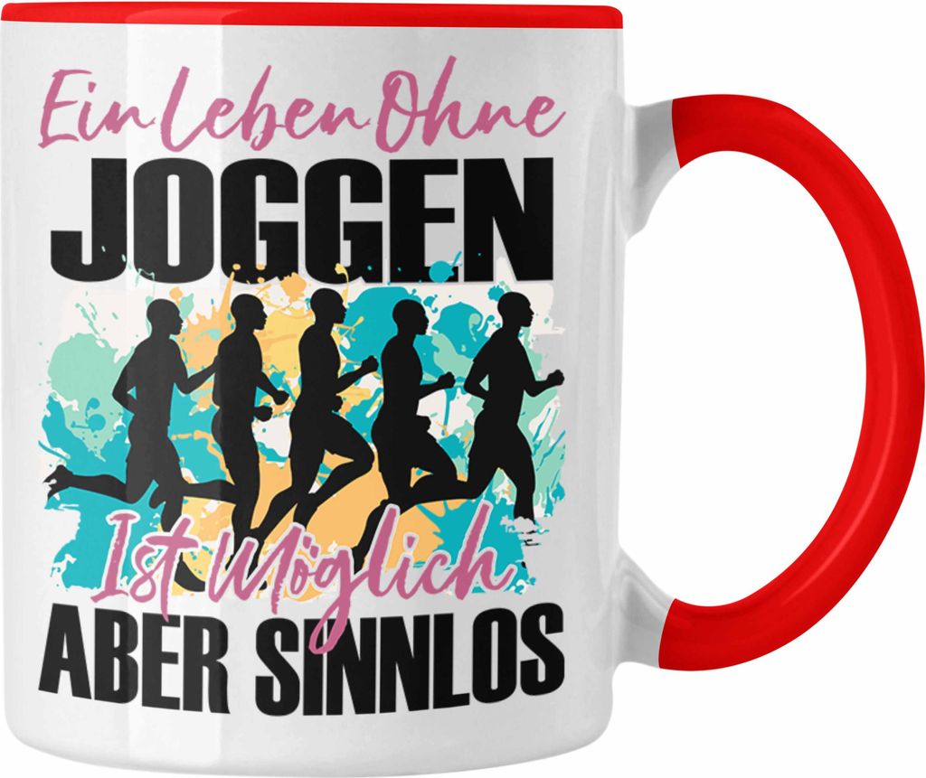 Trendation - Laufen Tasse Geschenk Spruch Jogger Geschenkidee Ein Leben Ohne Joggen Sport (Rot)