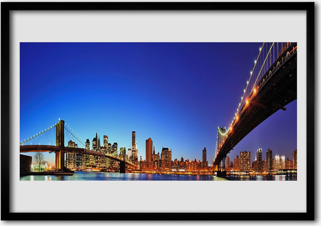 Bild 100x70 MDF-Rahmen Wandkunst Bridge City Architektur