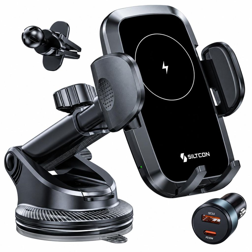 Siltcon® Handyhalterung Auto mit 15W Qi-Ladegerät – Produktbild 