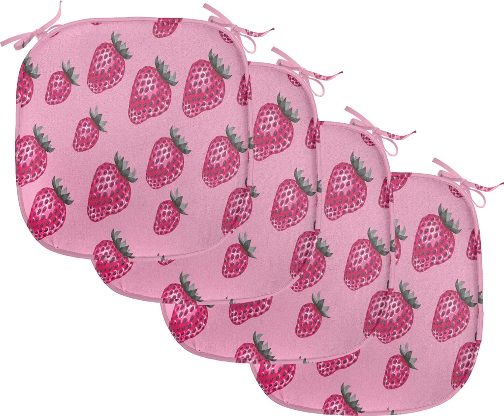 Set 4 Cuscini Sedia Antimacchia 40x40 Pop Art Strawberry Magenta
