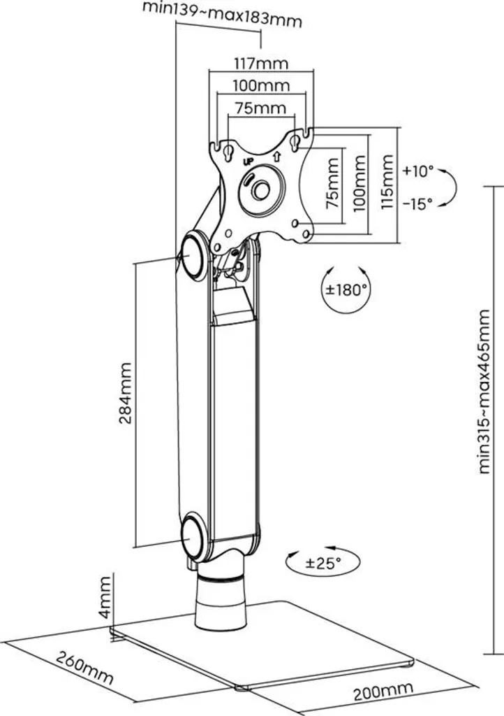 Support Écran de Table Orientable pour Moniteur 43-81 cm - Fixation VESA - 12