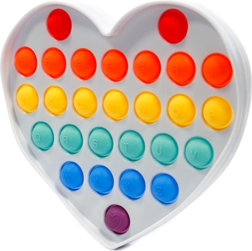 Push Pop It Fidget Toy Herz mit Buchstaben - Anti-Stress Spielzeug Silikon Lernspielzeug
