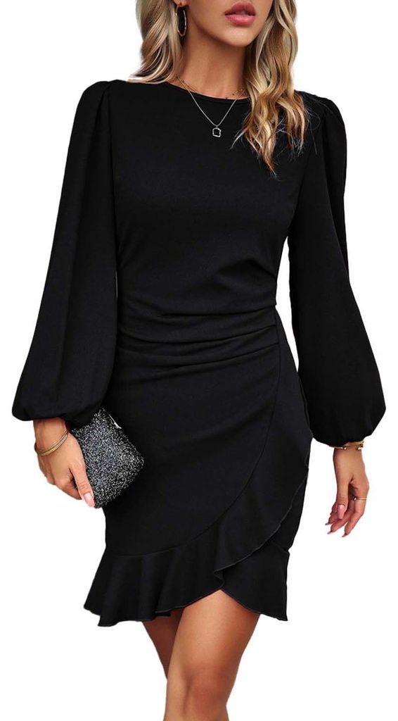 Solidchoice – Vintage-Cocktailkleid mit Stehkragen und Produktbild 