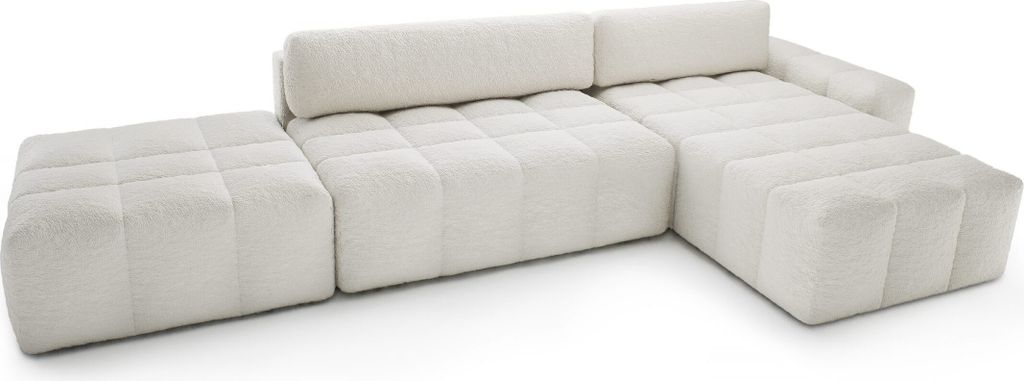 FEDVE Ecksofa Eckcouch Liptitz La L Form Sofa mit Schlaffunktion Bettkästen Couch Sofagarnitur Seite Rechts Creme (Anthology 01)