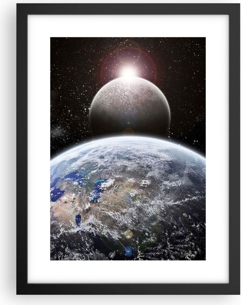 Gerahmtes Poster - Schwarzer Rahmen - Apokalypse Meteorit Sterne Planet - 30x40 cm - Wand Bild - Wanddeko - Wandbilder - Wandposter - Bilderrahmen ...