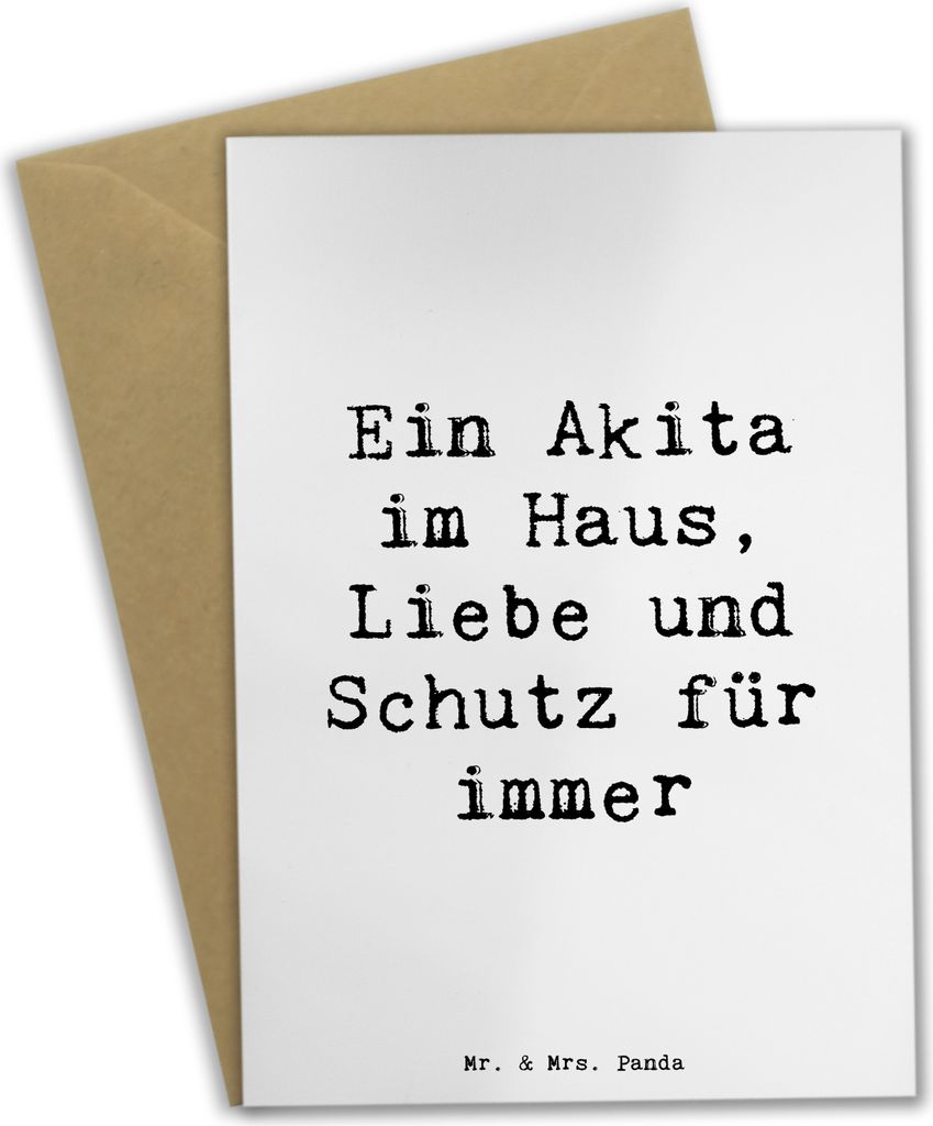 Mr. & Mrs. Panda Grußkarte Spruch Akita Inu Liebe - Weiß - Geschenk, starke Hunde, osterkarten, Hunderasse, einladungskarten, Beileidskarte, eleg...