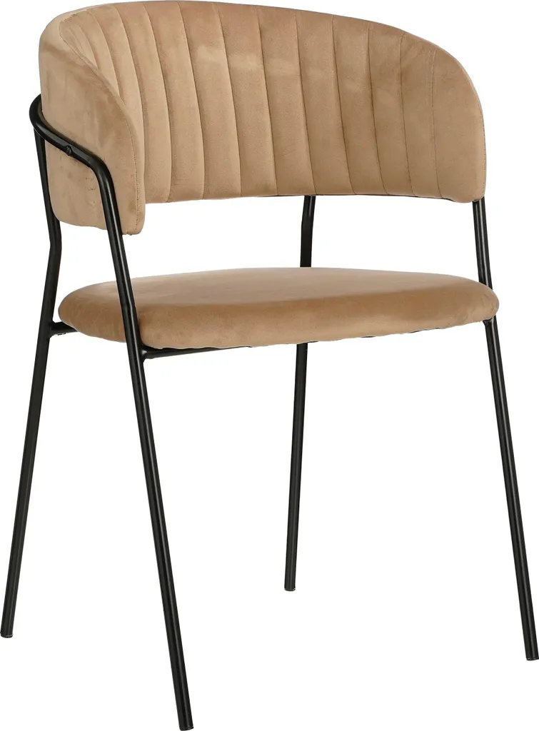 Chaise de salle à manger en velours beige Mica Decorations Moony