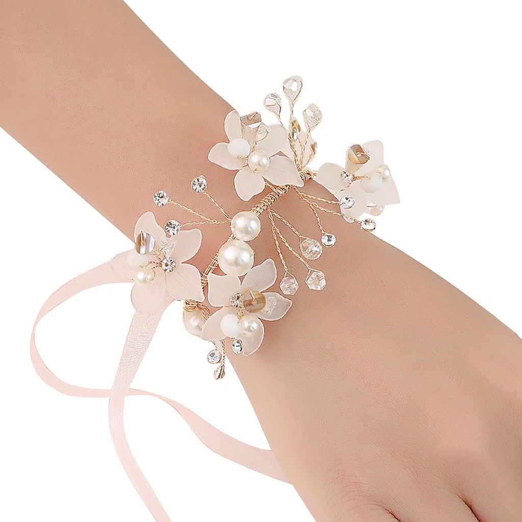 Handgelenk Corsage Elegant komfortable Berührung Anti-Wear Braut Brautjungfer Corsage Blumenarmband für Hochzeits Engagement-1