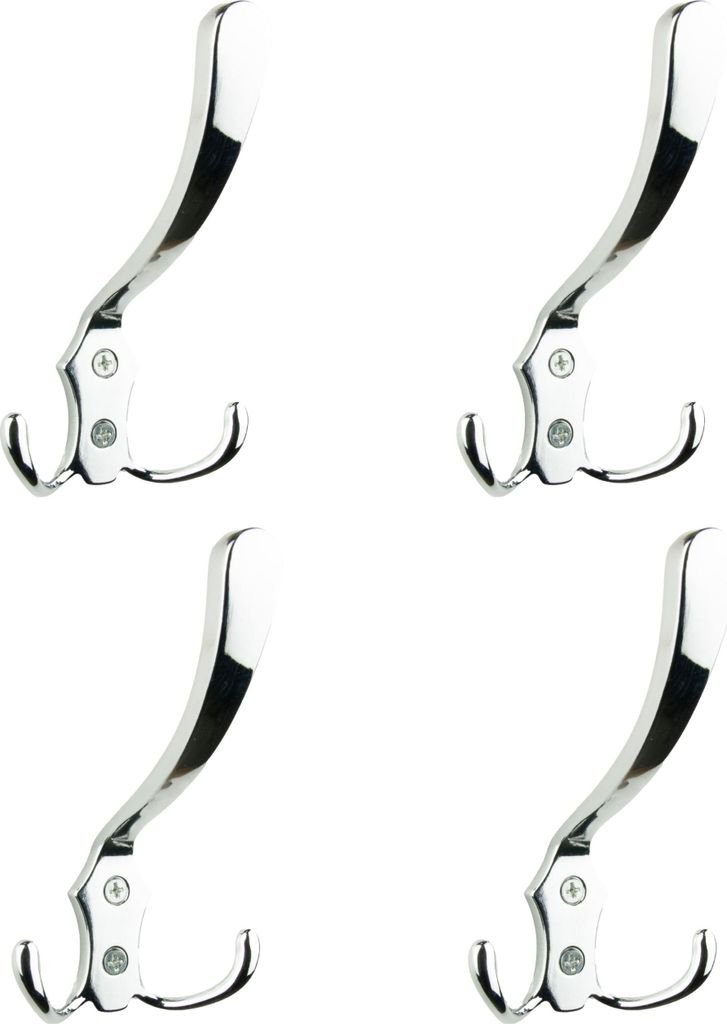 Elegantes Set aus 4 silbernen Metall-Kleiderbügeln für Bad und Haushalt - Funktionale und stilvolle Aufhängehaken aus Zinklegierung mit glänzen...