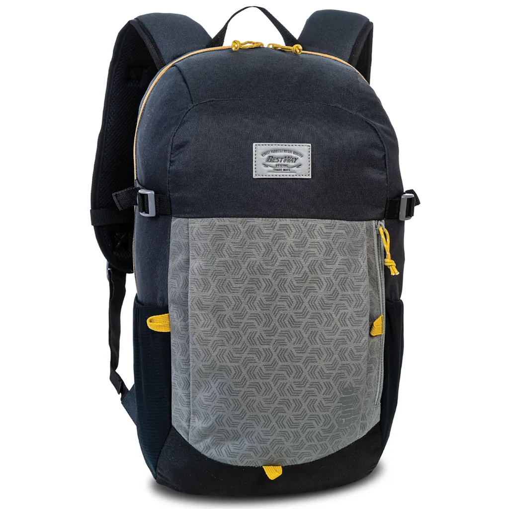 Sac à dos ville et vélo homme 15 litres - Textile Noir Jaune 47x25 cm
