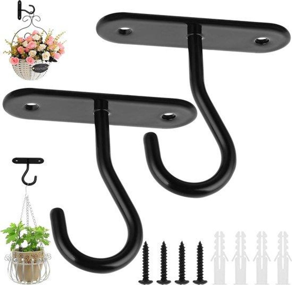 Gartenzier set für hangende Pflanzen - innen und außen - schwere Haken für Vogeltränken Blumentöpfe Laternen Windglocken (schwarz)
