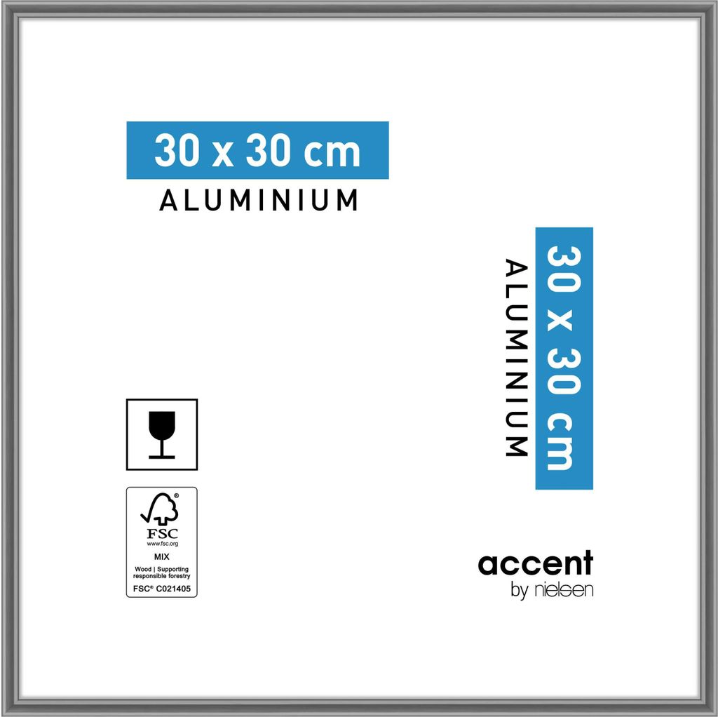 accent by nielsen Aluminium Bilderrahmen Accent, 30x30 cm, Stahlgrau