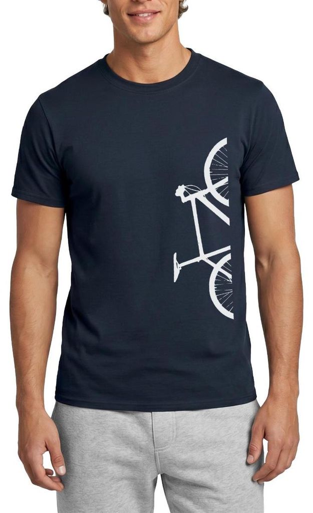 Spreadshirt Halbes Fahrrad Geschenk für Fahrradfahrer Männer T-Shirt, M, Navy
