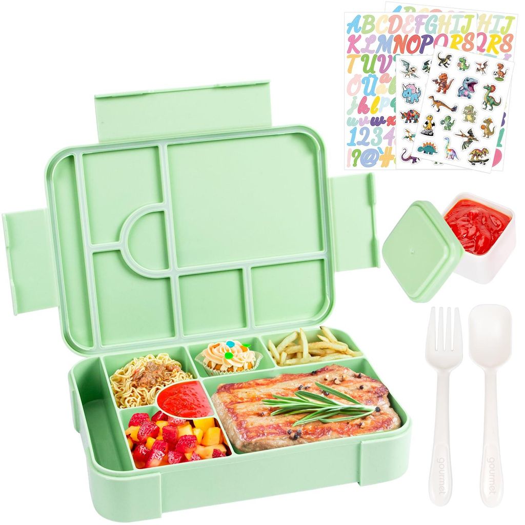Auslaufsichere Kinder-Lunchbox mit Fächern, Bento-Box für Kinder, Schul-Lunchbox für Mädchen und Jungen, mikrowellen- und spülmaschinengeeigne...