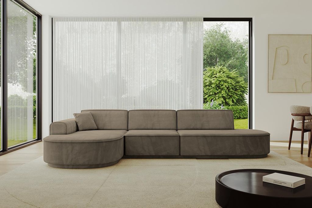ALTDECOR Ecksofa in L-Form MARI-L2-v3 - 328x171x83 cm Braun - Corner Sofa Bett Eckcouch Couch Wohnlandschaft Cauchsofa