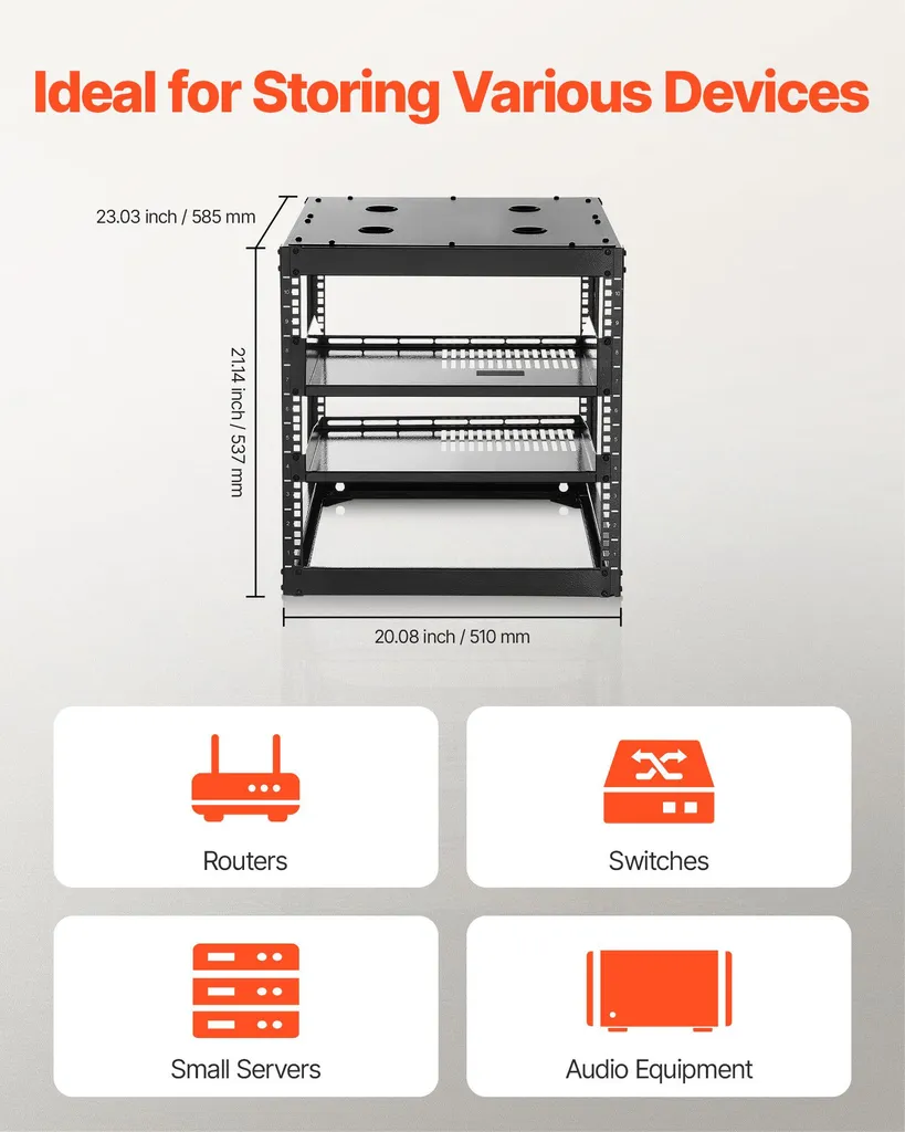 Support Rack 10U pour Installation Informatique et Équipement AV