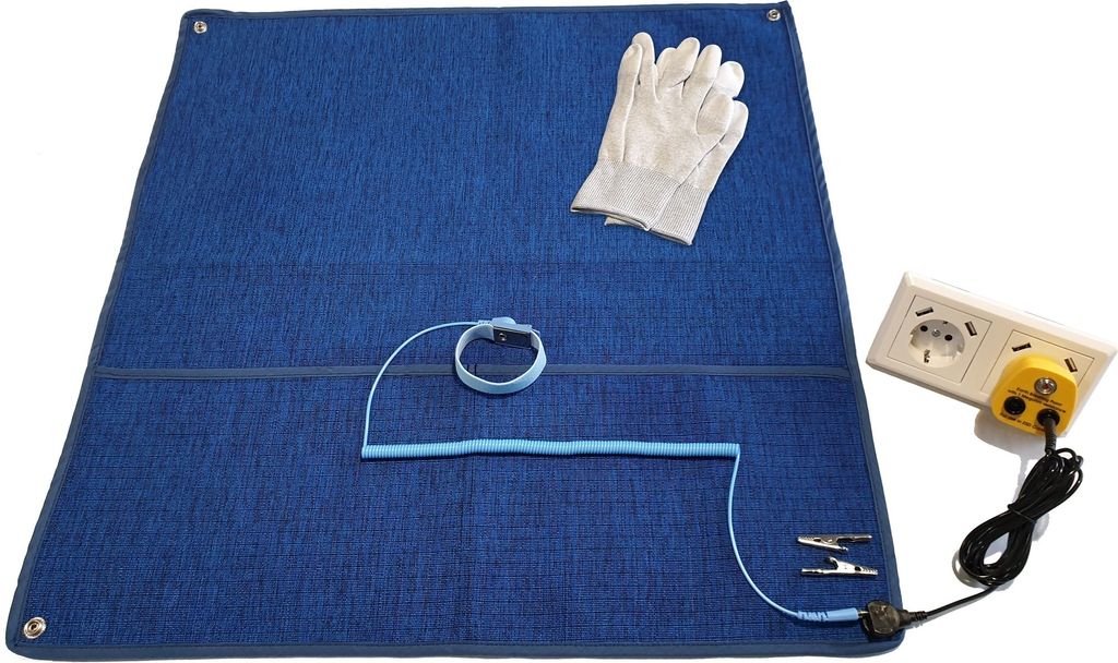 Minadax Innovative Anstistatik Arbeitsmatte 60cm x 60cm | Antistatisches ESD Gewebe - High-Tech-Textil - Kein Silikon | + ESD Manschetten-SET 2,4m ...