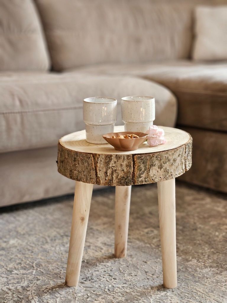 Rustikaler Baumstumpf Beistelltisch - Natürlicher Holzstumpf Dekoration 20x13x13cm