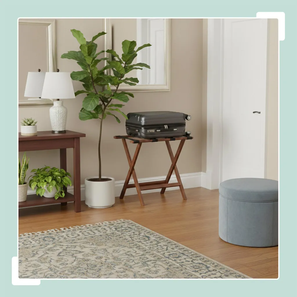 Porte-valise en bambou pour invités : confort et rangement gain de place