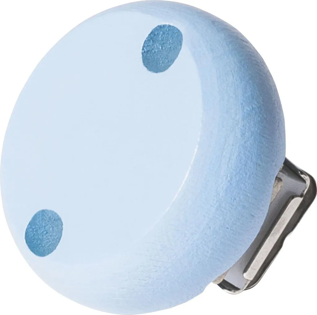 Attache-tétine DIY avec clip bois bleu pastel 30 mm pour nouveau-né