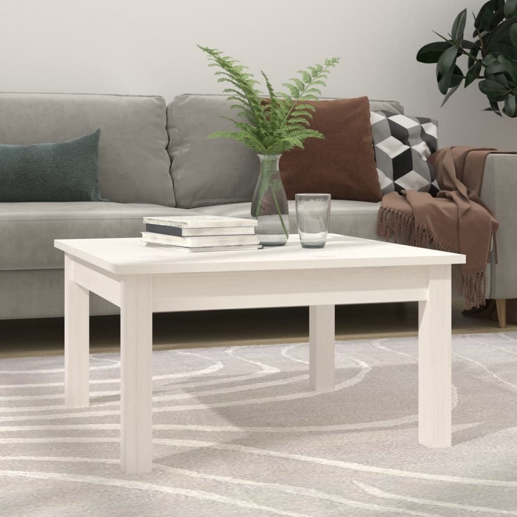 "Rabatt" Couchtisch modern - Wohnzimmertisch - Einfache Montage - Weiß 55x55x30 cm Massivholz Kiefer - Kaffeetisch CC21150