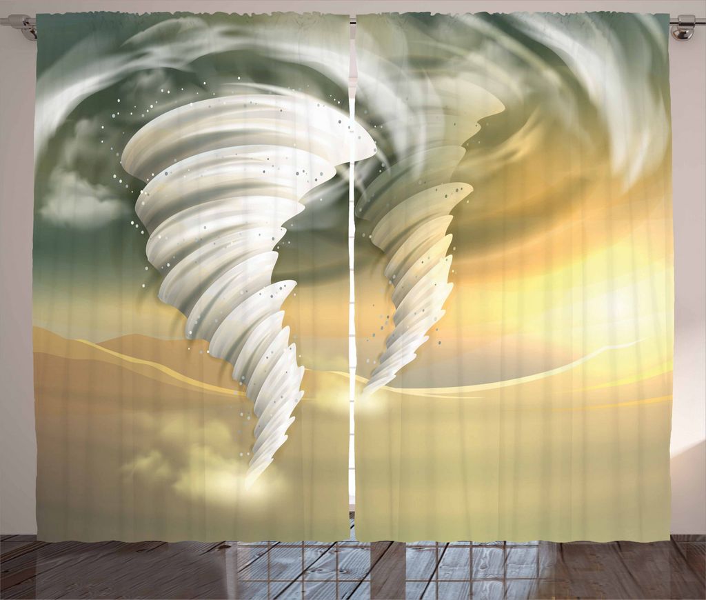 ABAKUHAUS Tornado Rustikaler Gardine, Zusammenfassung Hurrikan wirbelt, Schlafzimmer Kräuselband Vorhang mit Schlaufen und Haken, 280 x 225 cm, Bl...