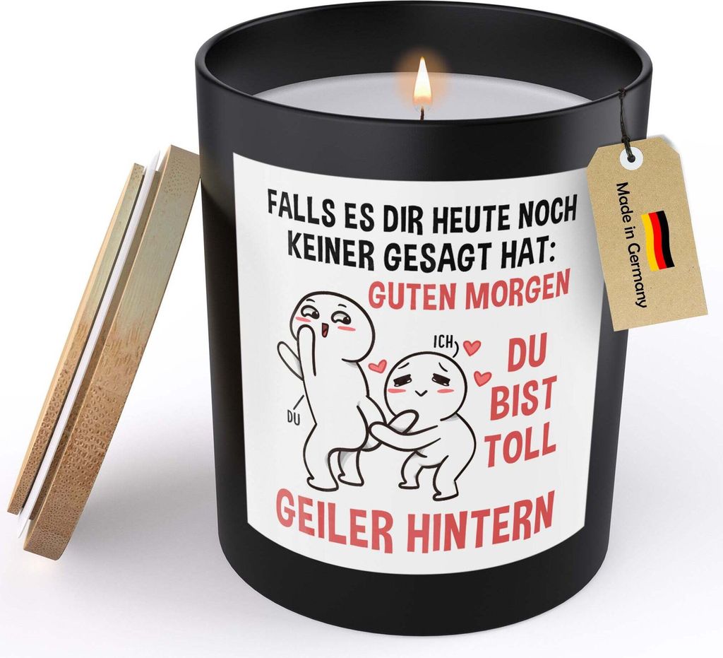 22Feels Jahrestag Geschenk Frauen Männer Spruchkerze "Falls Es Dir Heute Noch Keiner" Hochzeitstag Sojawachs Kerze im Glas Handgemacht Ehe-Partner...