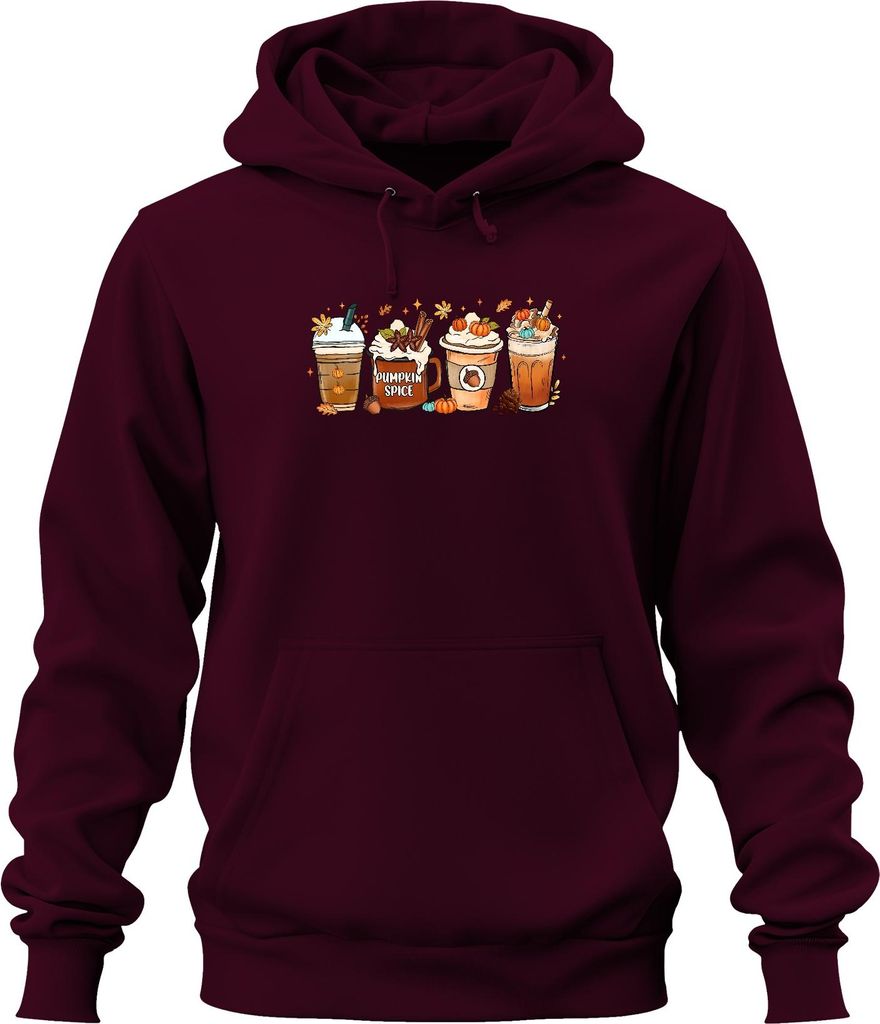 Pumpkin Spice Kürbis Latte Herbst Kaffee Kürbisgewürz Zimtstangen Uni Hoodie Kapuzenpullover, Burgundy, S