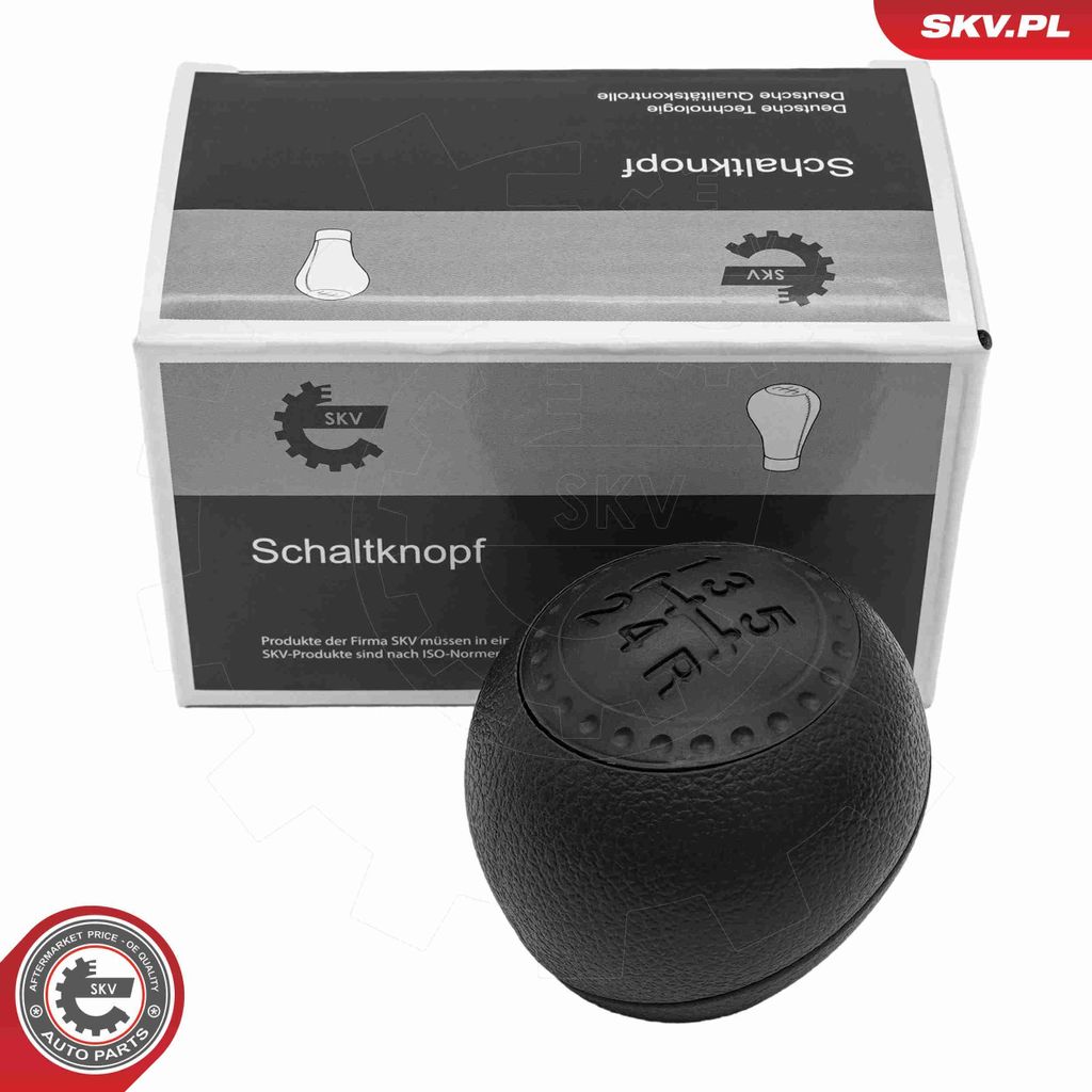 ESEN SKV Schaltknauf 5-Gang Schalthebelknauf Schwarz Synthetikleder Kunststoff für FIAT PUNTO (188) PUNTO (176)