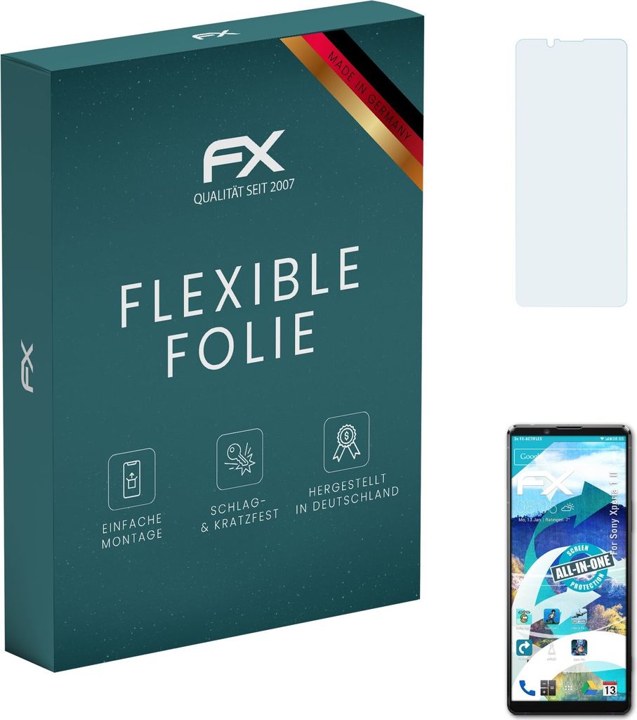 atFoliX FX-ActiFleX 3x Schutzfolie kompatibel mit Sony Xperia 1 II Folie