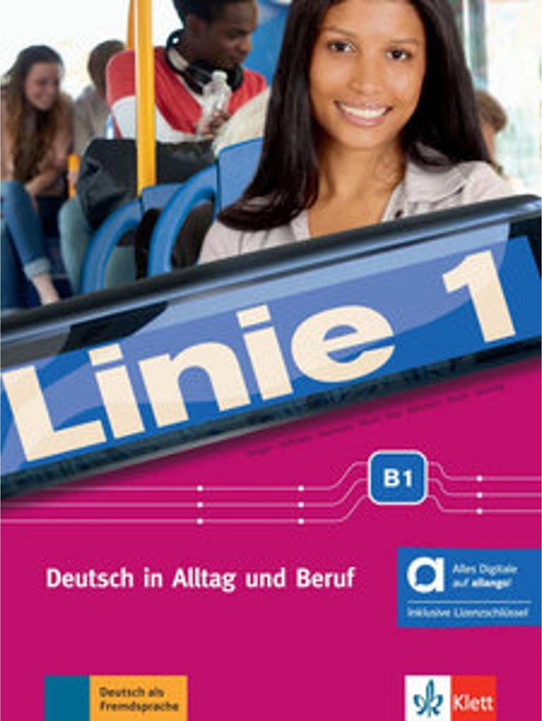 Cover of a German language learning book for adults, showing people on a bus.
