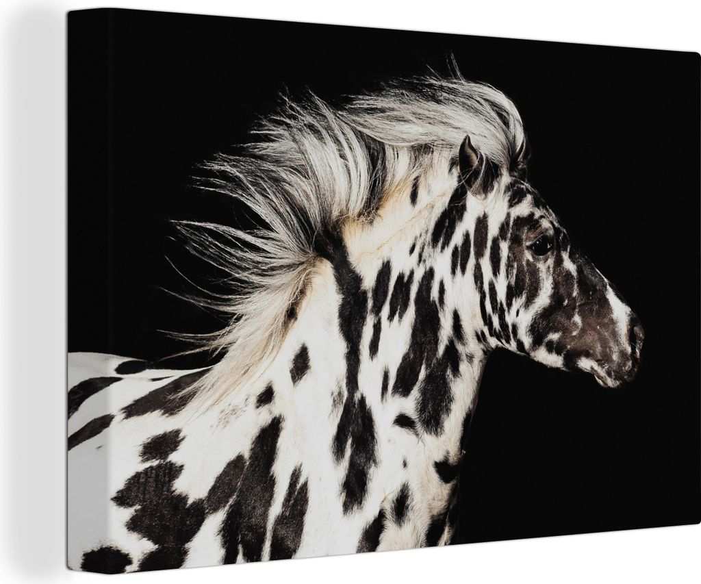 OneMillionCanvasses - Leinwandbilder - 150x100 cm, Pferd - Punkte - Weiß, Wandbilder Kunstdruck Wanddekoration