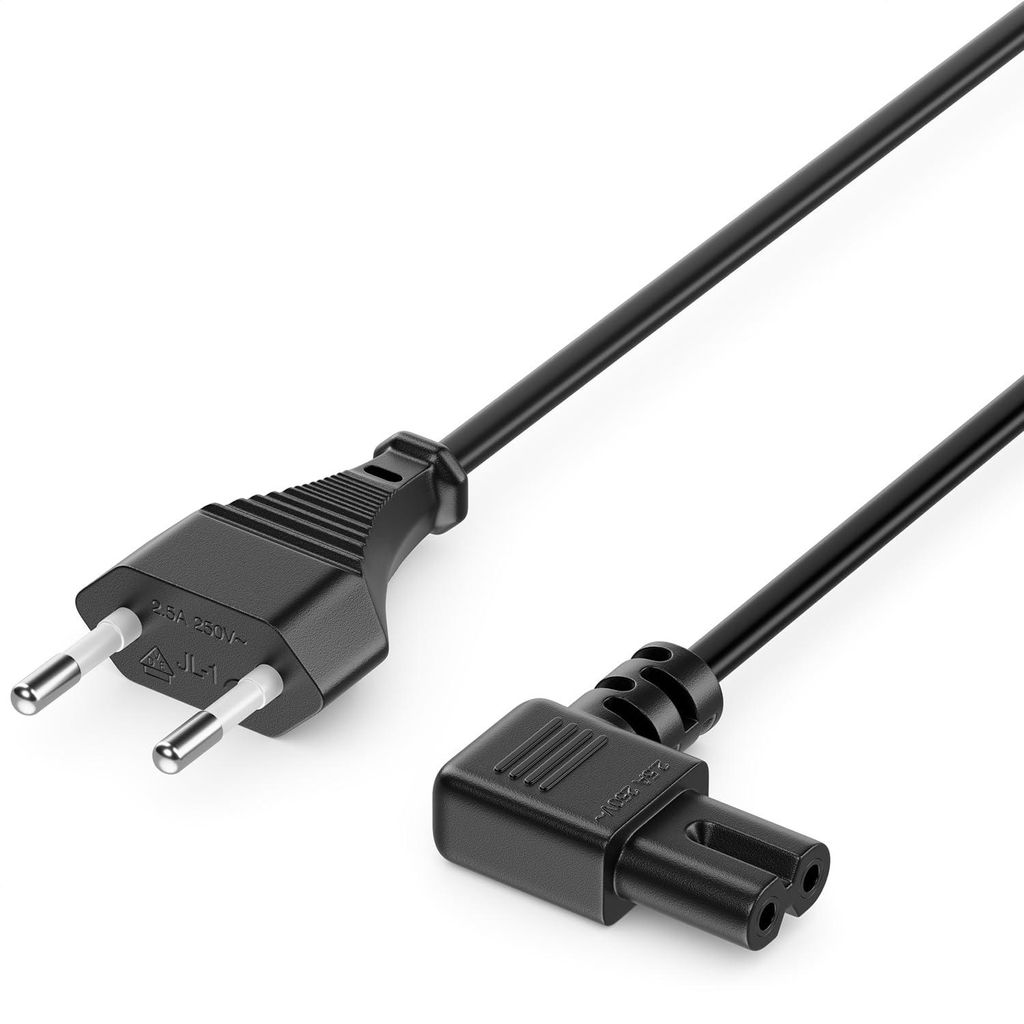 deleyCON 2m Netzkabel Typ C Eurostecker auf C7 Buchse 90° - Produktbild 