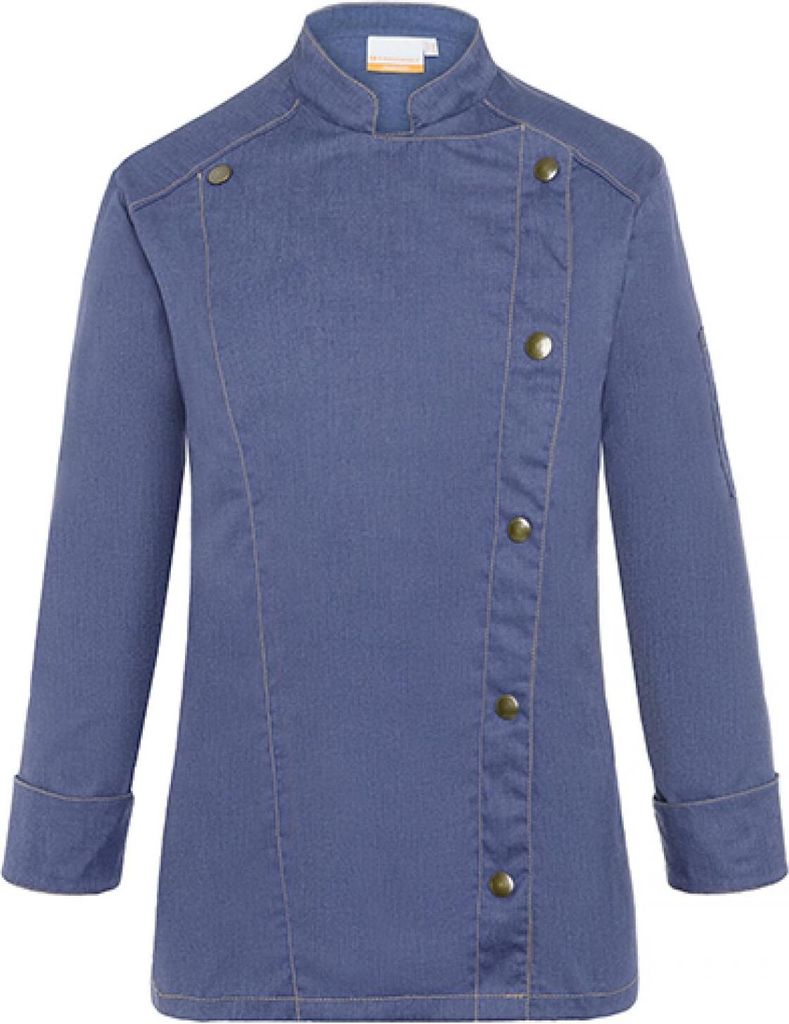 KARLOWSKY Damen Kochjacke JEANS-STYLE Druckknöpfe Blau 44