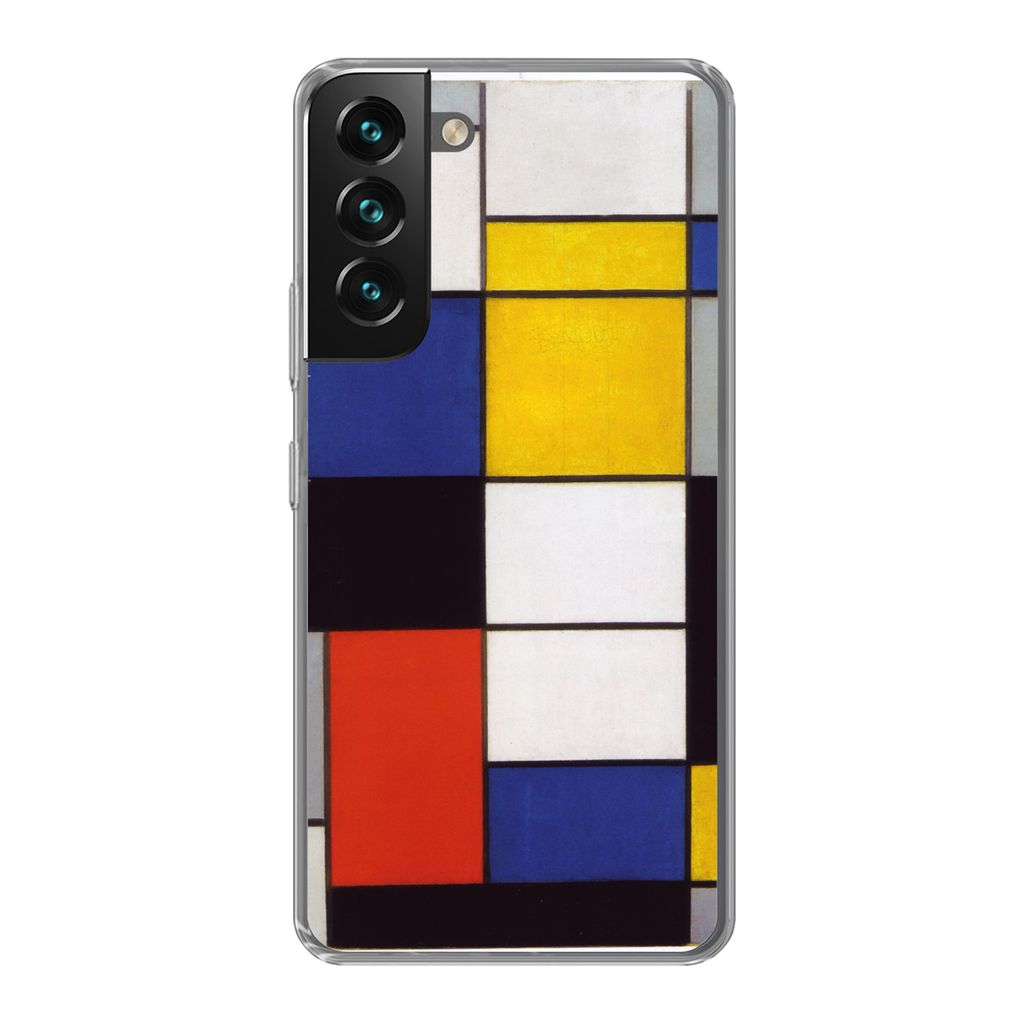 MuchoWow Handyhülle Schutzhülle Hülle für Samsung Galaxy S22 Komposition A - Piet Mondrian Silikon Softcase Handy Hülle - Mobiltelefonhülle