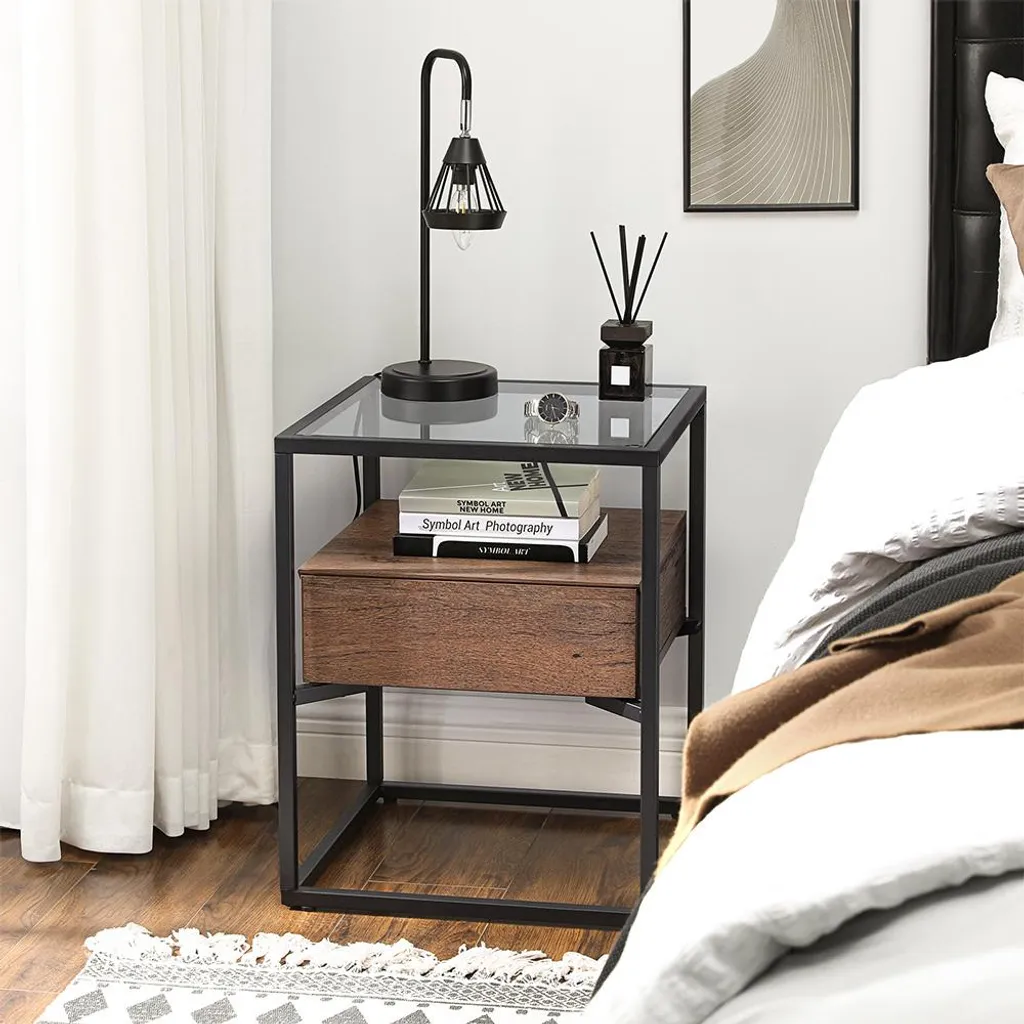 Table de chevet noisette-noir compacte pour petits espaces et studios - 4
