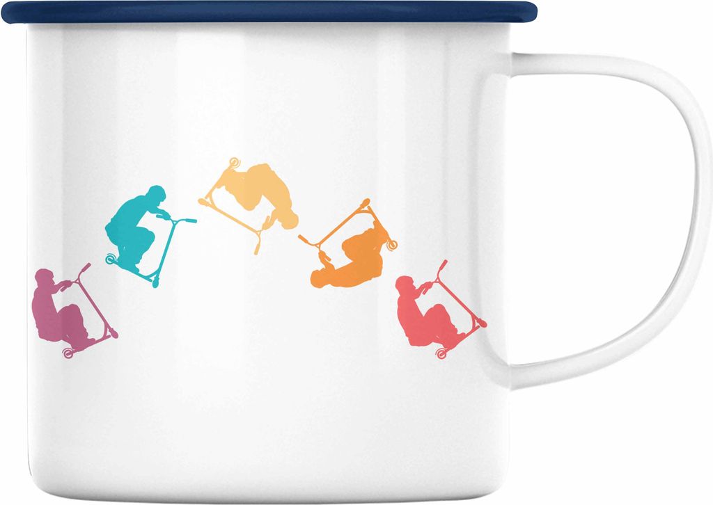 Trendation - Scooter Roller Fahrer Geschenk Emaille Tasse Produktbild 