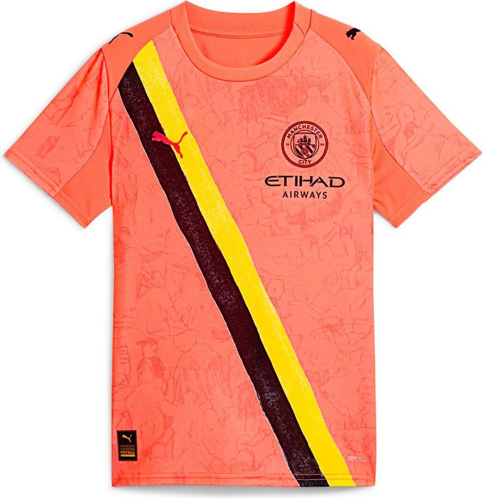 Puma Super Manchester City Fc Heim Junior-kurzarm-t-shirt Orange 11-12 Years Orange 11-12 Years