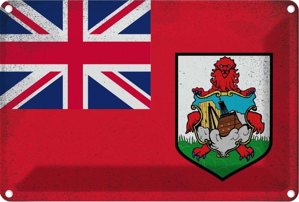 vianmo Blechschild 20x30 cm Bermuda Vintage Flagge Fahne Wappen