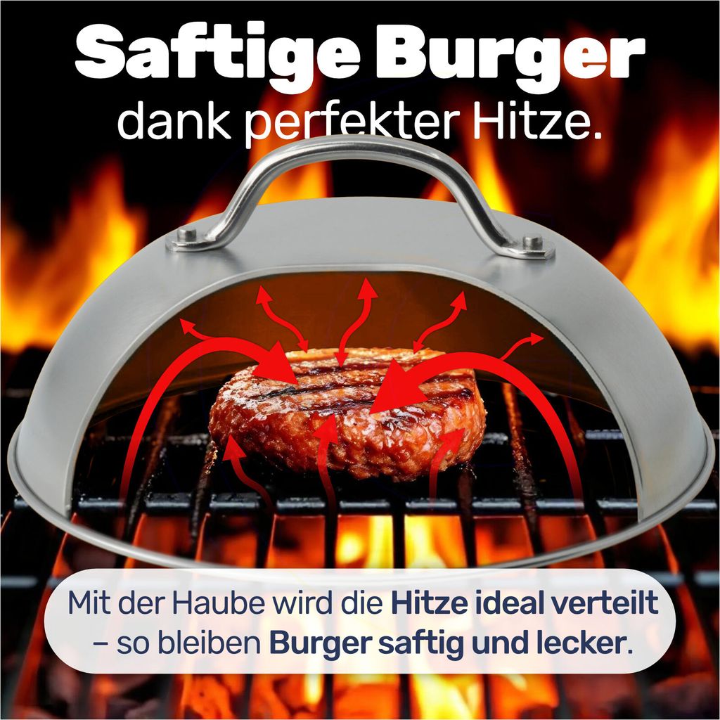 Smash Burger Set 4-teilig - Edelstahl Presse Mit Burgerglocke Für Perfekte Burger