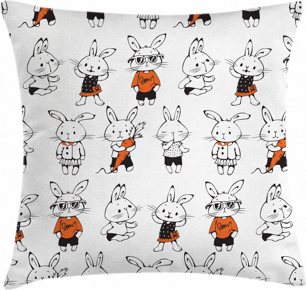 ABAKUHAUS Lustig Kissenbezug, Nette Retro Häschen-Kaninchen, Waschbar mit Reißverschluss Kissenhülle mit Farbfesten Klaren Farben Beidseitiger D...